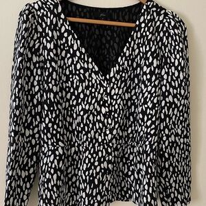 J. Crew Black and White Fitted Buttoned Blouse